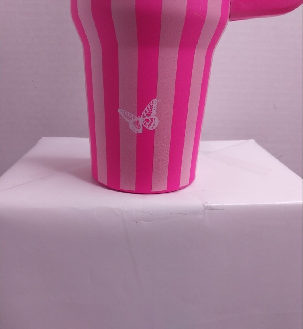 Dolly Parton - 'I Beg Your Parton' Pink Striped Travel Mug 40oz.. Steel - Picture 2 of 6